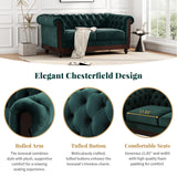 Chesterfield Velvet Loveseat Sofa,2-Person Rolled Arm Dutch Plush Upholstered Sofa Couch with Tufted Button for Living Room, Bedroom, Small Places