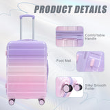 20"/24"/28" 3 pcs/set in PC Spinner Wheel Luggage, Carry on Suitcase, With Gradient Color and Combination Lock(Pink+Purple)