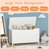 Kids Wooden Toy Box Storage with Safety Hinged Lid for Ages 2+