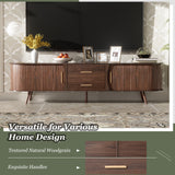 Mid-Century Modern TV Stand for 80" TV, Entertainment Center with Storage for Living Room, Bedroom, Media Console Table with 2 Drawers