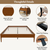 Queen Size Solid Dry Bamboo Wood Platform Bed Frame, with Wood Slat Metal Support, Modern & Minimalist Style, No Box Spring Needed, Easy Assembly, Brown