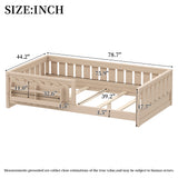 Wood Twin Size Platform Bed with Guardrail and Storage Shelves, Natural