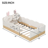 Twin Size Upholstered Platform Bed with Pillows and Storage Bags