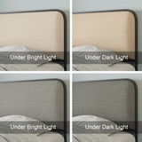 Modern Metal Bed Frame with Curved Upholstered Headboard and Footboard Bed with 4 Storage Drawers, Heavy Duty Metal Slats