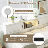 L-Shaped Bed Frame with Drawer and and Bookcase,Corner Bed Wooden Captain Bed with Led Downlight and USB Port for Small Room,Bedroom, Guest Room