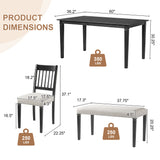 6-Piece Retro Dining Room Set, Classic Kitchen Furniture Set, Wooden Rectangular Table and 4 Chairs with Bench for kitchen & Dining Room, Easy Assembly, Space Saving