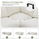 129" Modular Sectional Sofa, 6 Seat Cloud Sofa Bed with High Density Foam, U-Shaped Chenille Couch Set with Ottoman, Free Combination, Convertible Sleeper Sofa for Living Room, Apartment
