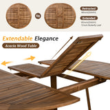Modern 5-Piece Patio Extendable Wooden Dining Table Set, 12inch Butterfly Leaf Foldable Round Kitchen Table Set with 4 Rattan Arm Chairs for Backyard,Balcony, Garden, Poolside, Natural