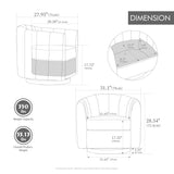 Storage Swivel Barrel Chair Upholstered Accent Chair Ergonomic Club Sofa Chair Round Armchair, Beige