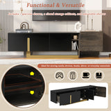 66.7'' Light Luxury TV Stand for TVs up to 70 Inches, Modern TV Cabinet with Metal Legs, 1 Drawer, 2 Cabinets and Adjustable Shelves for Living room