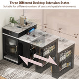 Kitchen Island with Extendable Dining Table, Kitchen Storage Table with Double-sided Storage, Kitchen Island with 2 Drawers, Power Outlet, Side Open Shelves, for Kitchen, Dining Room