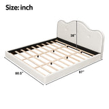 King Size Upholstered Platform Bed, Beige