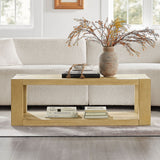 Modern 2 tier Rectangle Coffee Table Set for Living Room,Easy Assembly Coffee Tables, End Side Tables for Bedroom Office,Natural Color