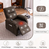 160°Recliner Chair for Elderly Seniors-Manual Push Back Reclining Chair with 8-Point Massage & Heating, Plush Chenille Fabric & Remote Control, Side Storage Pockets for Living Room, Bedroom