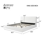 Ergonomic upholstered bed, Boucle, White,King