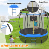 Trampoline with Basketball Hoop, Enclosure net and Ladder, Outdoor Trampoline for Kids, Recreational Backyard Trampoline