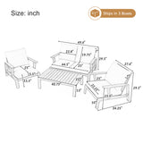 4 Pieces Outdoor Sofa Set 4-person Patio Seating Group Outdoor Conversation Set with Cushions and a Coffee Table for Patios, Gardens, or Balcony