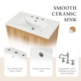 30" Bathroom Vanity with Sink Combo, Multi-functional Bathroom Cabinet with Doors and Drawer, MDF Board