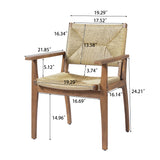 Durable Outdoor Dining Chair with Acacia Wood Frame, Handwoven Wicker Seat, Teak Finish, Patio Garden Furniture
