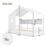 Floor House Bed for Toddler, Kids Montessori Bed with Storage Shelf, Playhouse Bed with Roof Design