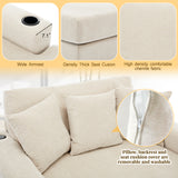 Oversized Chaise Lounger Modern Style Sofa Couch ,with Pillows, Charge Station & Cup Holders, Chenille Fabric