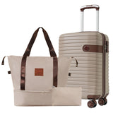 3pcs ABS Lightweight Hard Shell Carry on Luggage 20" Suitcase with Travel Bag, Spinner Wheels & TSA Lock