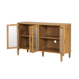 4-Door Sideboard Storage Cabinet, Large Size Entrance Cabinet, Stylish Style, Natural
