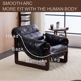Leather Lounge Chair Upholstered Accent Chair Ergonomic Single Sofa Chair Medieval Modern Decorative Armchair, Antique Black