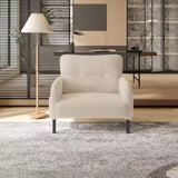 Corduroy Accent Chair, Wide Seat Single Armchair with Side Pockets, Comfortable Reading Chair for Living Room & Bedroom, Beige