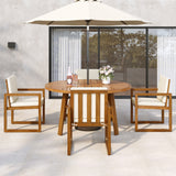 5-Piece Outdoor Patio Dining Set Acacia Wood Outdoor Dining Set Patio Furniture Set with Four Armchairs and a Table for Garden, Balcony, Backyard, Beige
