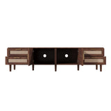 78" TV Stand for TVs up to 85", Media Console Cabinet with 4 Drawers & Rattan Doors, Modern Entertainment Center, Walnut