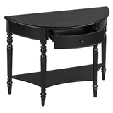 Farmhouse Half Moon Console Table with Drawer & Shelf, Rustic Accent Sofa Table Entryway Table