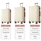 3-Piece Hardshell Luggage Set with TSA Lock, Expandable Lightweight ABS Suitcases with Spinner Wheels (20/24/28 Inch), Beige