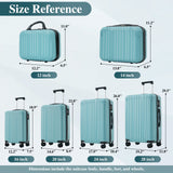 3-Piece Hardshell ABS Luggage Set, Lightweight Suitcases with Spinner Wheels, TSA Lock, Side Hooks, Carry-On & Checked Luggage, Ice Blue