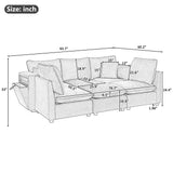 Modular Sectional Sofa, U-shaped Sofa Couch Upholstered Sofa Bed with Storage Armrests, USB Ports & Movable Ottoman