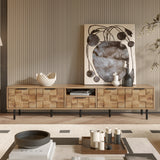 TV Stand for TVs up to 85", Media Console Entertainment Center with Storage, Natural Wood