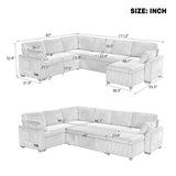 U-Shaped Convertible Sleeper Sofa Bed Modular Sectional Sofa Upholstered Couch Family Sofa with Reversible Chaise Lounge&USB Ports, Black