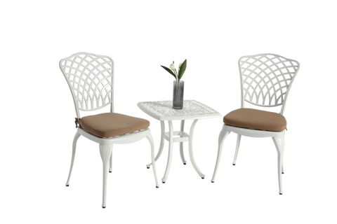 3pcs Patio Chair Set Outdoor Conversation Chat Set Garden Seating Group with Rustproof Frame, Cushion & Table