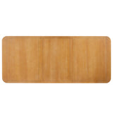 Extendable Dining Table Solid Wood Dinner Table Rectangular Kitchen Table Desk with Rounded Corner & Foot Pad, Natural