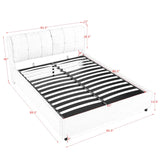 Queen Storage Platform Bed Frame Chenille Upholstered Bed with Soft Headboard, Beige