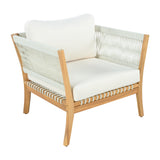 Patio Accent Chair Dining Chair Rope Outdoor Single Lounge Chair Ergonomic Armchair with Soft Cushion&Weather-Resistant Frame,Natural+Beige