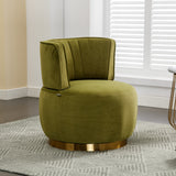 360° Swivel Accent Chair Barrel Chair Velvet Upholstered Armchair Round Cuddle Reading Chair Vanity Chair, Olive