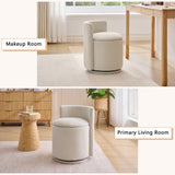 Storage Swivel Chair Velvet Upholstered Barrel Chair Ergonomic Accent Chair Round Vanity Stool, Beige