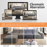 143.7" Modular Sectional Sofa Set with Removable Ottoman,Tufted Deep Seat Couch, Modern DIY Sparkling Chenille Sofa, Gray