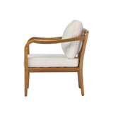 Outdoor Club Chair Patio Ergonomic Accent Chair with Soft Water-resistant Cushions & Weather-Resistant Acacia Wood Frame, Teak+Beige