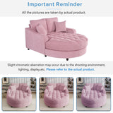 55"W Upholstered Chaise Lounge Sofa Bed Sofa Couch with Tufted Seat and Detachable Pillows, Pink