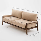 Oversized Loveseat 3-Seat Velvet Upholstered Sofa Soft Couch Lounge Sofa with Cushions, Camel