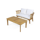 2pcs Patio Sofa Set Outdoor Garden Seating Group Conversation Chat Set with Cushion & Coffee Table
