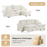90"W L-Shaped Sectional Sleeper Sofa Modular Sofa Couch with Reversible Storage Chaise, Drop-Down Dual Cup Holders