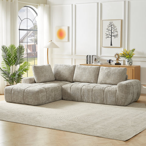 Chenille L-Shape Luxury Sectional Sofa, Oversized Comfy Sleeper Couch, No Assembly Required